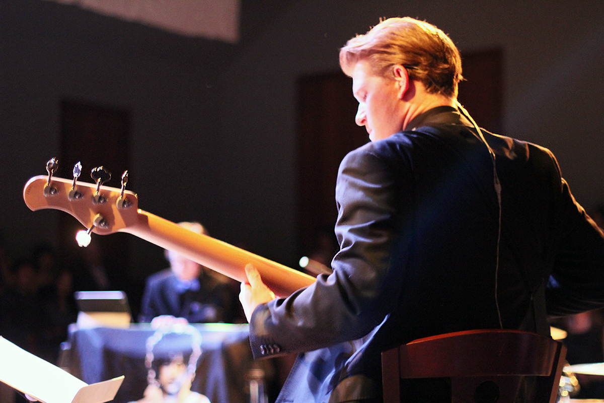 Aaron Adair live at the Refinery in Saskatoon. Adair was joined by bassist Dave Anderson, pictured here. Photo taken Friday, April 12, 2013.
