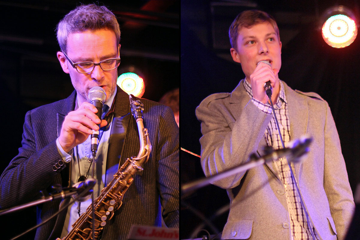 The Story of Jazz. Mark DeJong and Soren Nissen, as well as their bandmates, took time to discuss their musical influences during breaks between songs. Photo taken Tuesday, April 30, 2013.