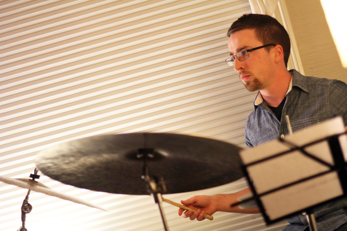 The Soren Nissen, Ian Wright and Nate Renner trio. Wright, a Toronto-based drummer, kept the trio on time. Photo taken Friday, May 17, 2013.
