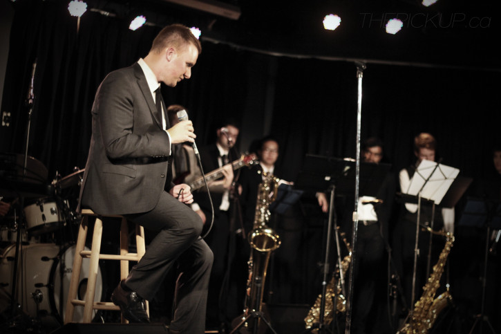 Drew Tofin and his big band perform live on stage at Louis' Pub on Friday, November 15, 2013. Photo by Bryn Becker/The Pickup.