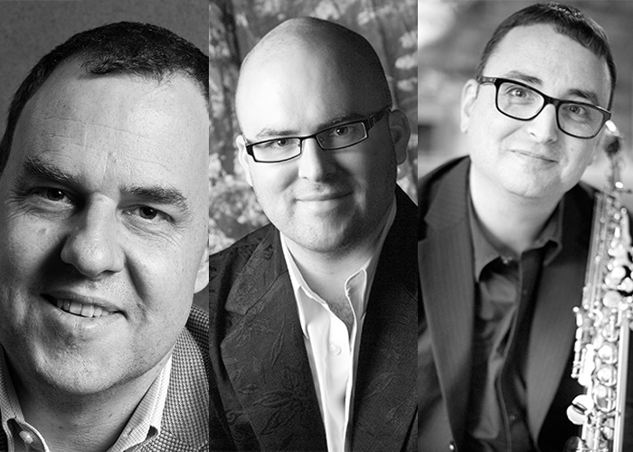 From left to right: Phil Dwyer, Mark Fewer, and Kelly Jefferson. All three will be performing Changing Seasons with the SJO on June 28.